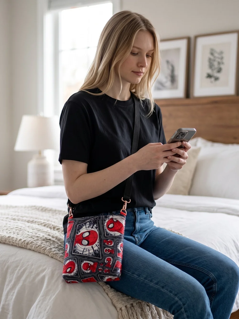 Spider-Man Marvel Inspired Comic Crossbody Cell Phone Bag Purse-Handmade By JJB
